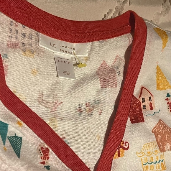 LC Lauren Conrad Kids Nightgown with Red and Green Print - Picture 2 of 2